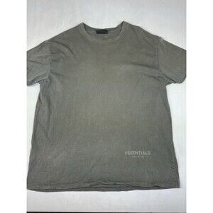 Fear of God Essentials Shirt Mens Medium Dark Green Logo Oversized Crew Tee